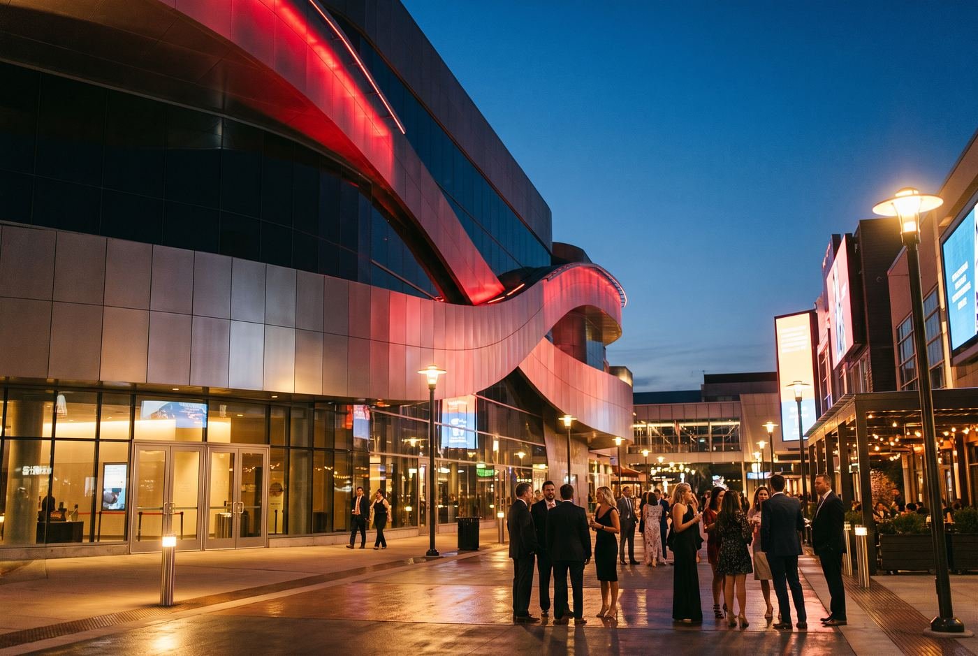 AI-generated editorial view inspired by GRAMMY Museum in South Park, Downtown Los Angeles.