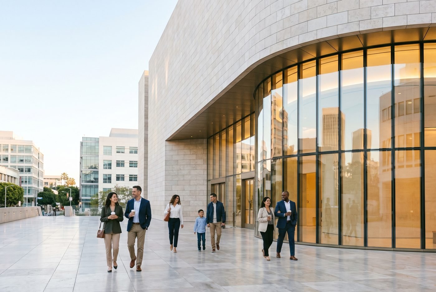 AI-generated editorial view inspired by Japanese American National Museum in Little Tokyo, Downtown Los Angeles.